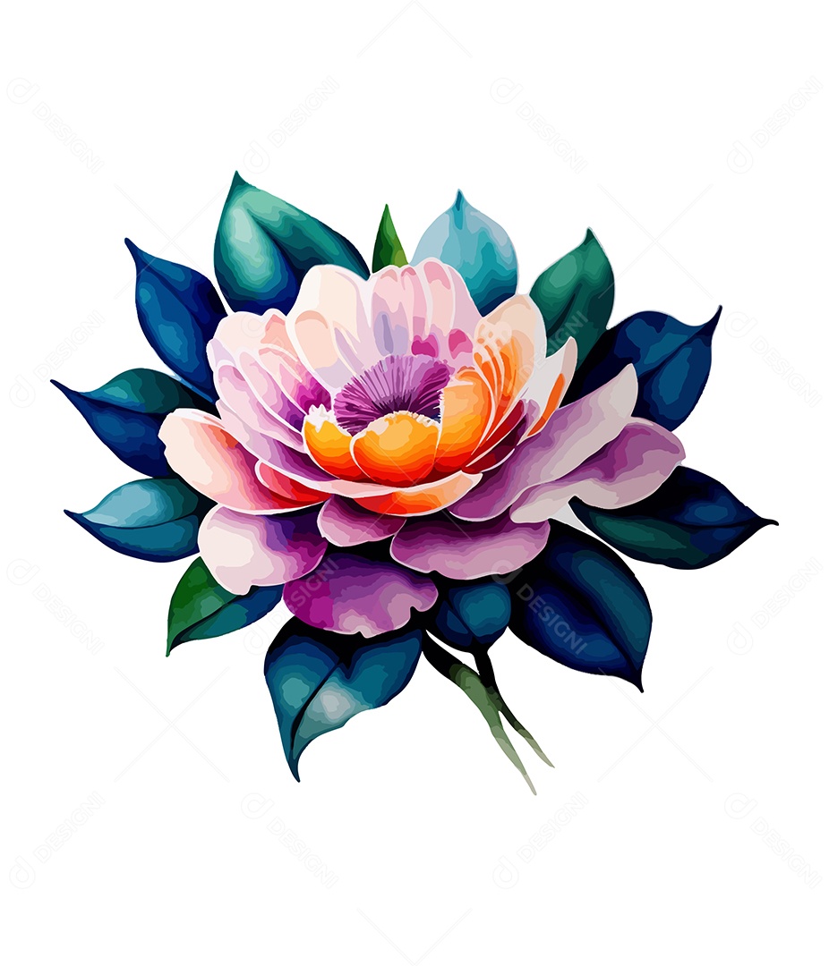 Desenho De Flor Em Aquarela Desenhada Á Mão Vetor EPS