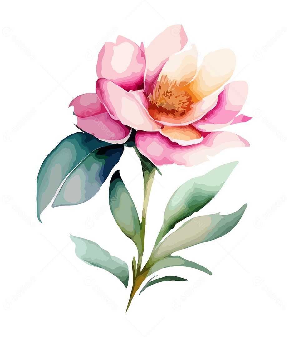 Desenho De Flor Em Aquarela Desenhada Á Mão Vetor EPS