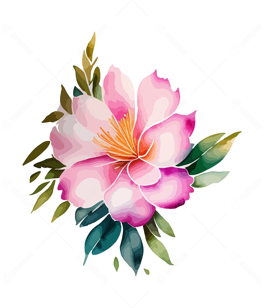 Desenho De Flor Em Aquarela Desenhada Á Mão Vetor EPS