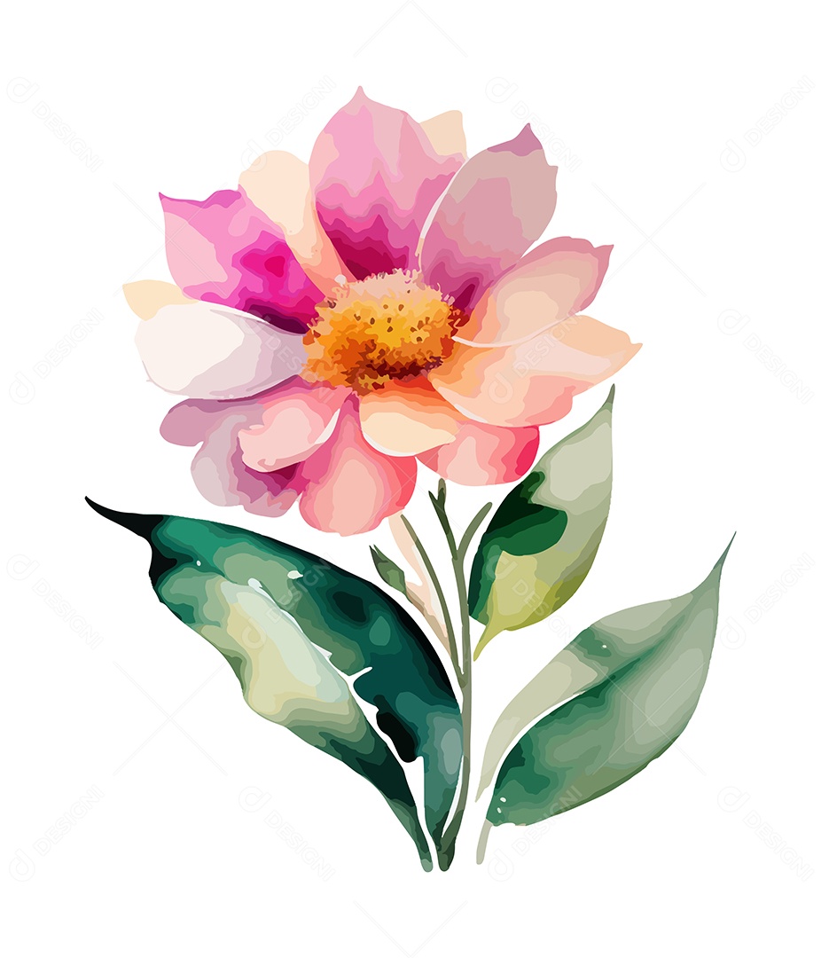 Desenho De Flor Em Aquarela Desenhada Á Mão Vetor EPS