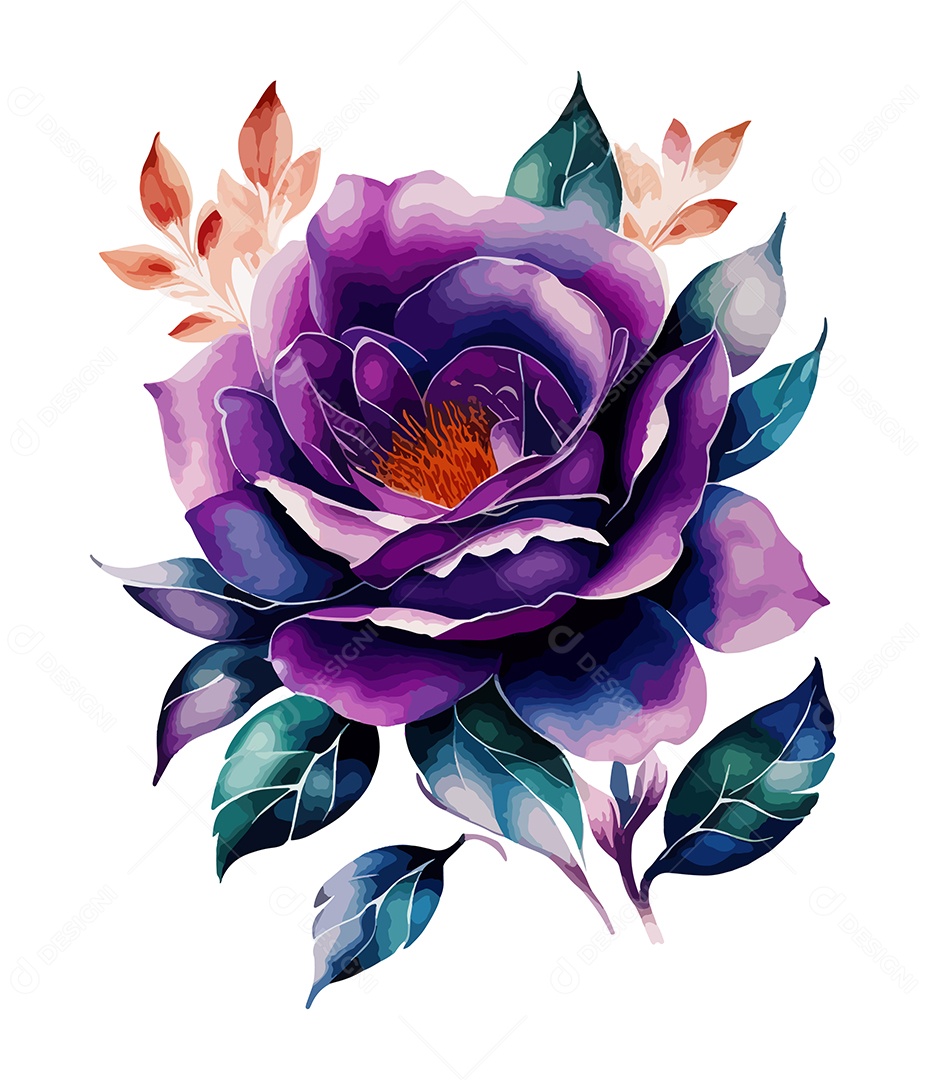 Flores De Aquarela Desenhada Á Mão Vetor EPS