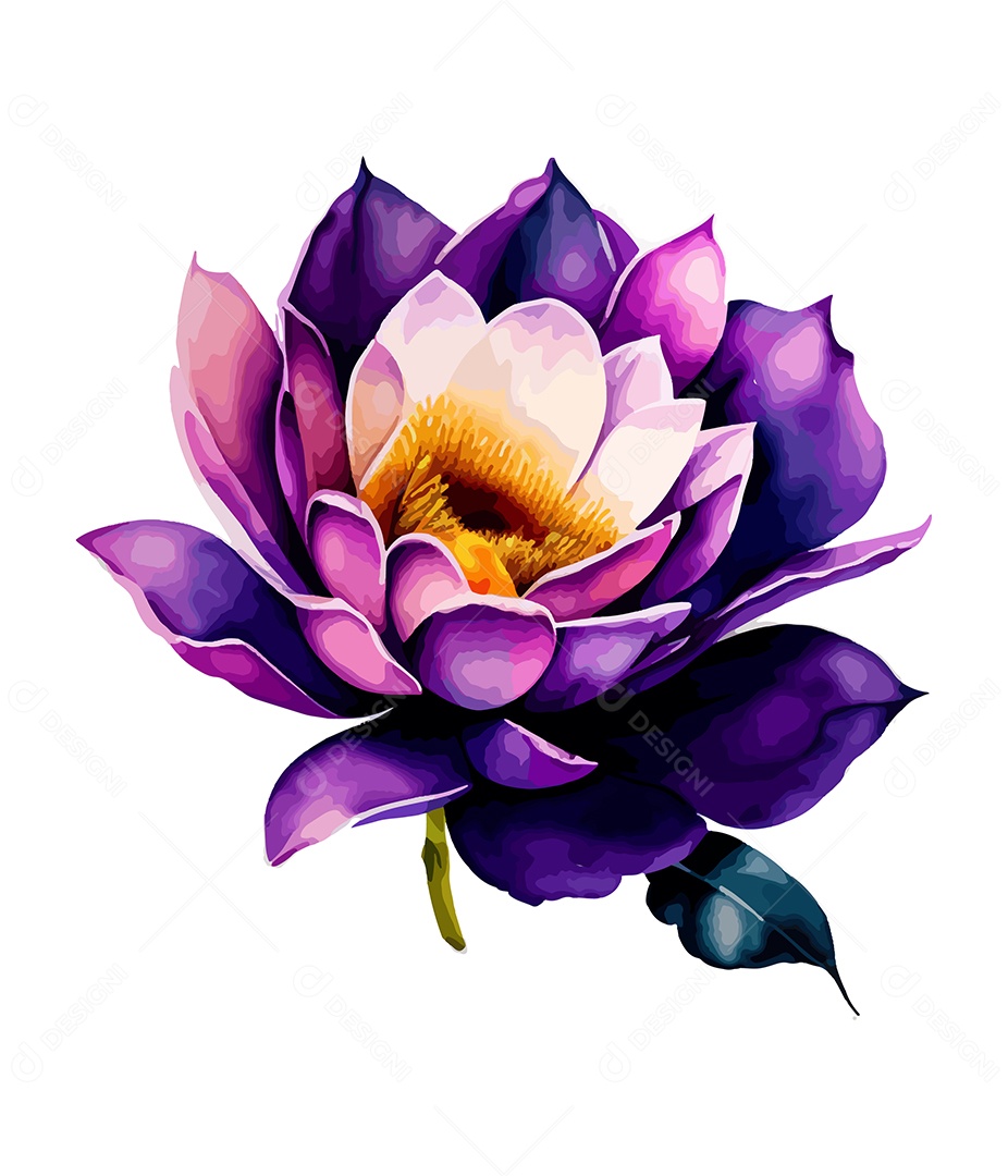 Flor De Aquarela Desenhada Á Mão Vetor EPS