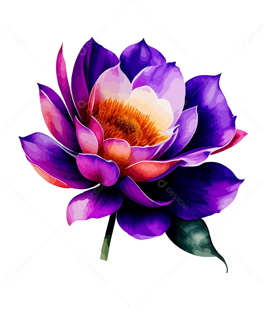 Flor De Aquarela Desenhada Á Mão Vetor EPS