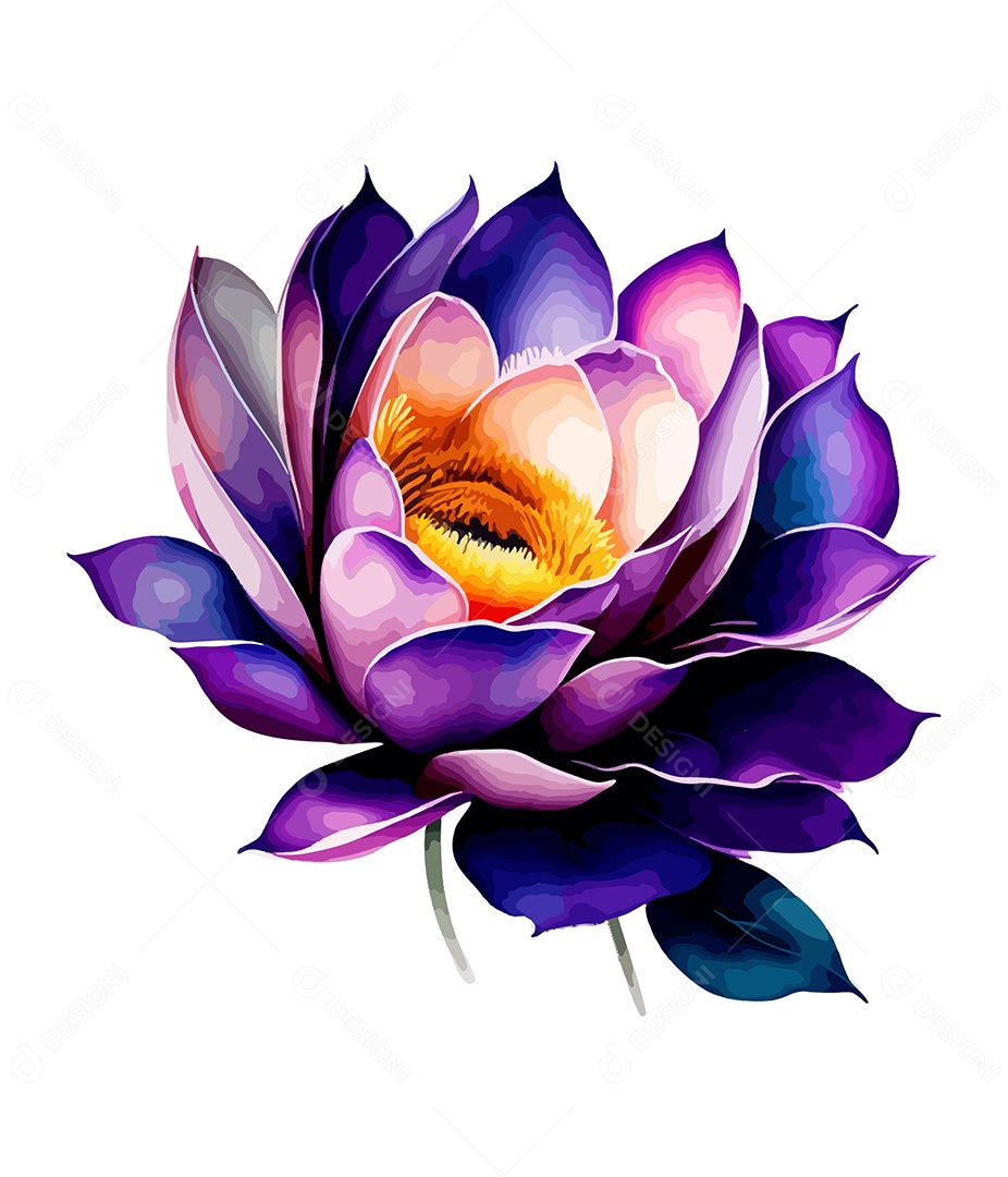 Flor De Aquarela Desenhada Á Mão Vetor EPS