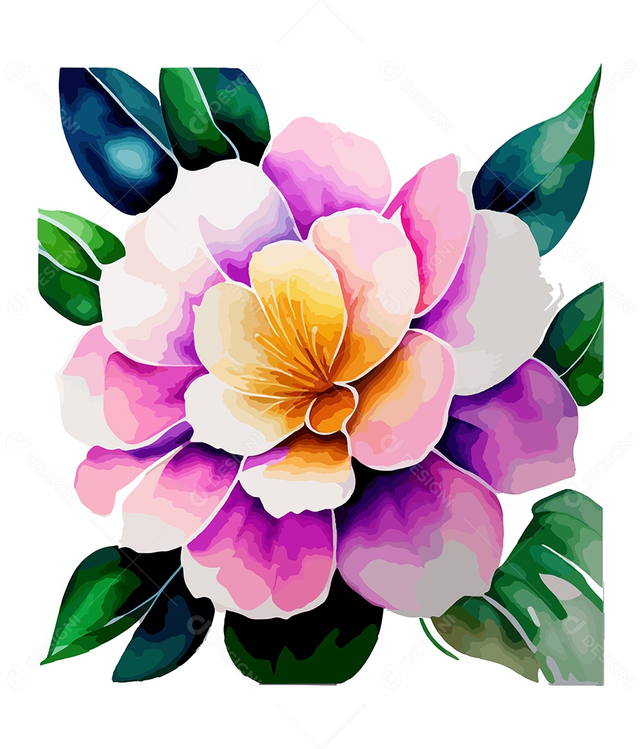 Flor De Aquarela Desenhada Á Mão Vetor EPS