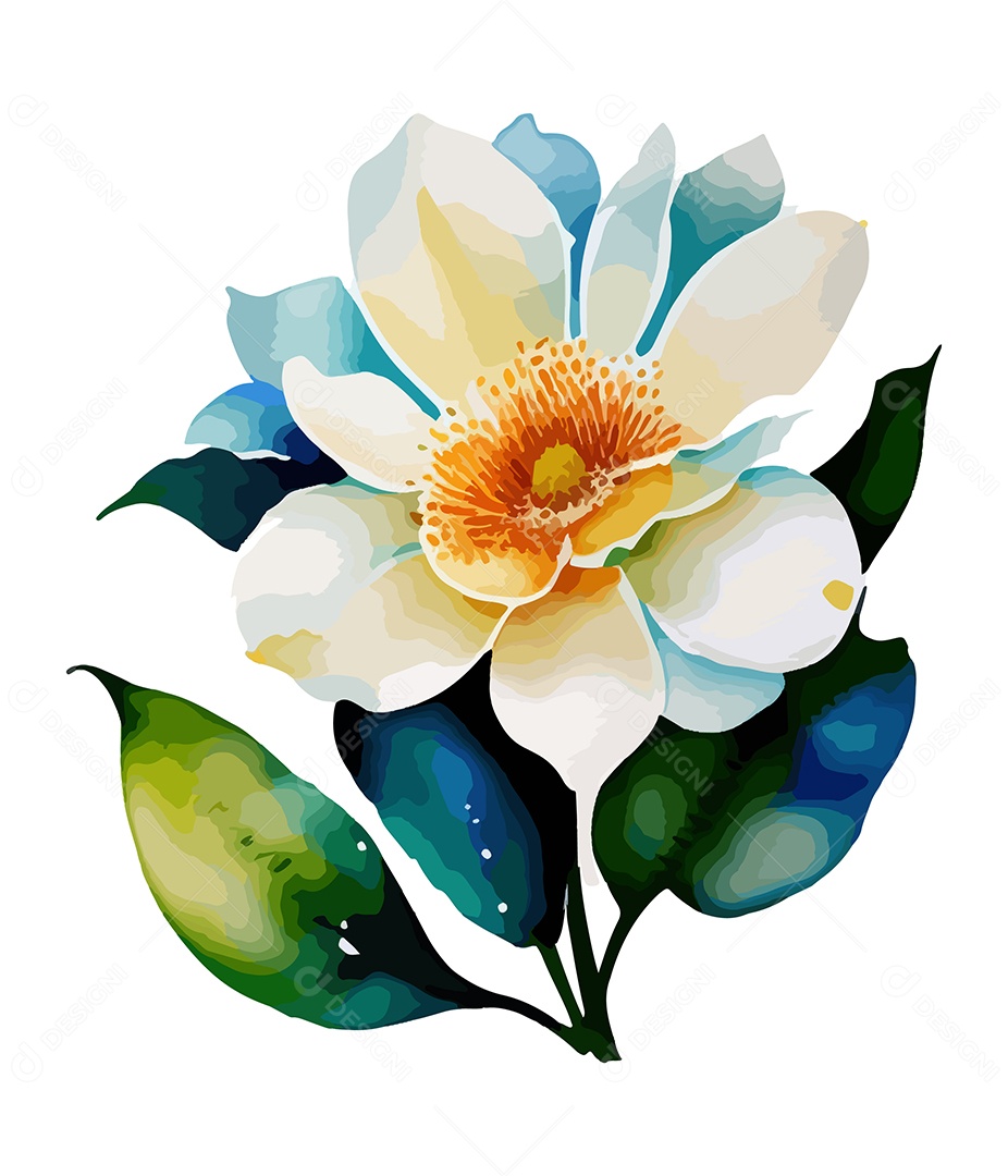 Flor De Aquarela Desenhada Á Mão Vetor EPS