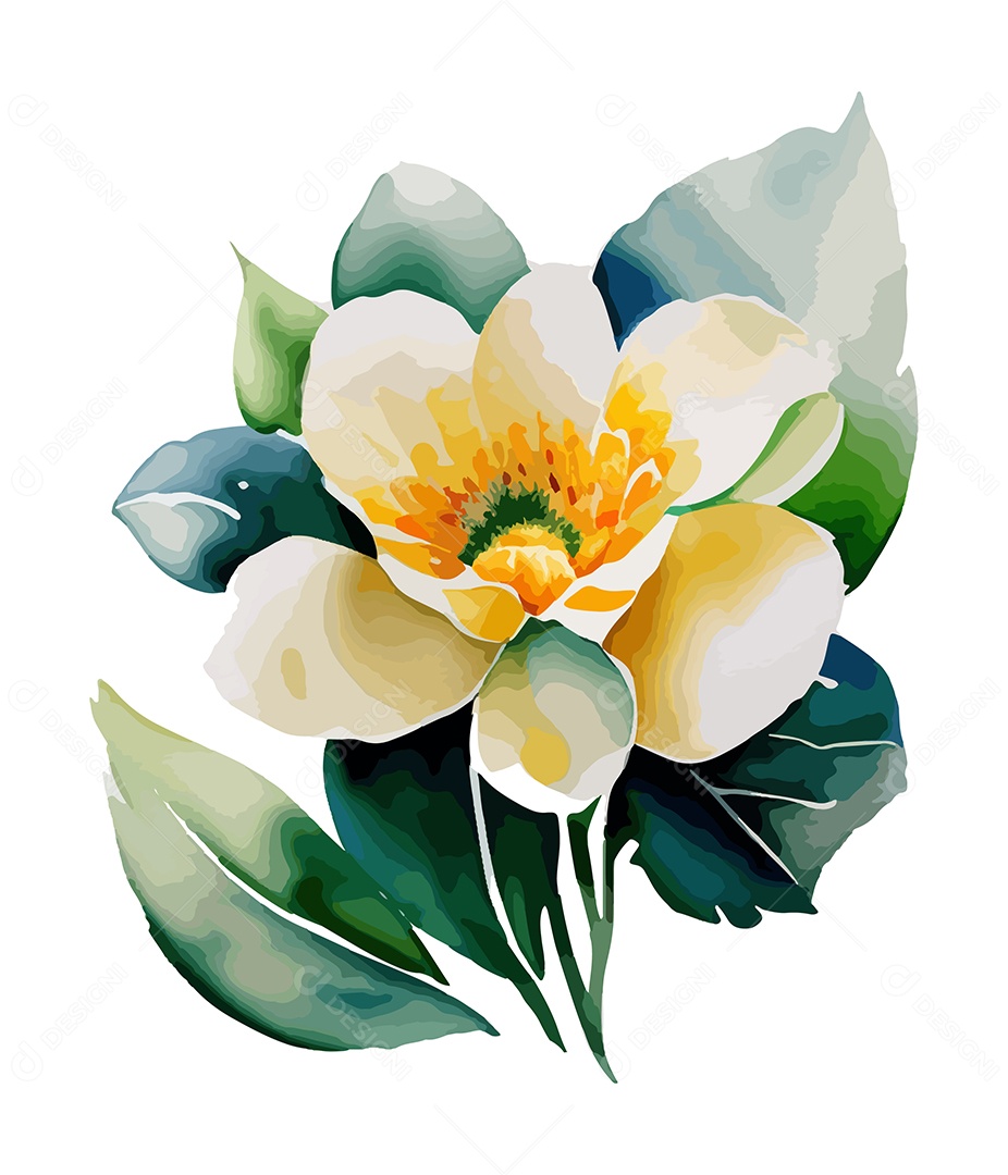 Flor De Aquarela Desenhada Á Mão Vetor EPS