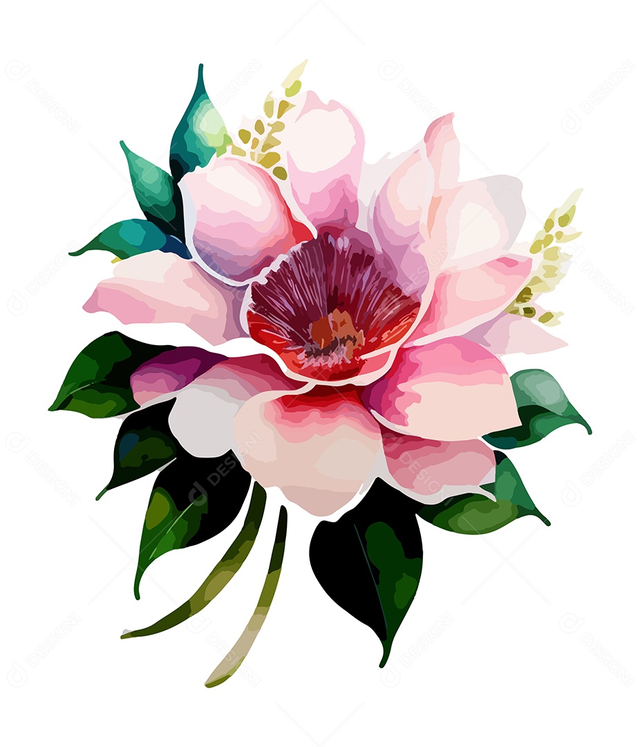 Flor De Aquarela Desenhada Á Mão Vetor EPS