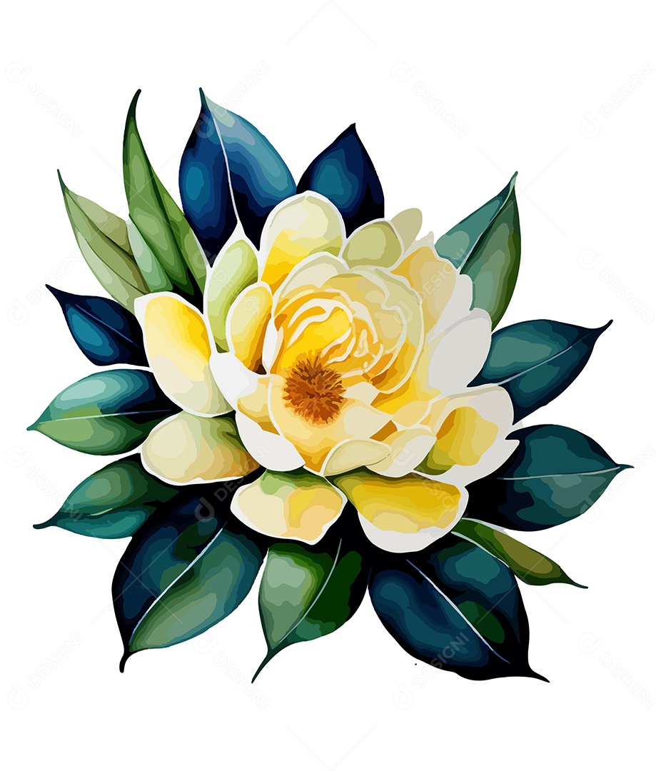 Flores De Aquarela Desenhada Á Mão Vetor EPS