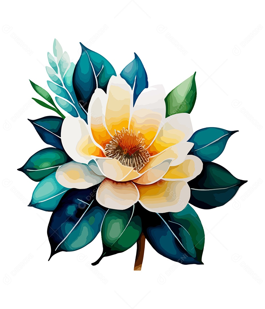 Flor De Aquarela Desenhada Á Mão Vetor EPS