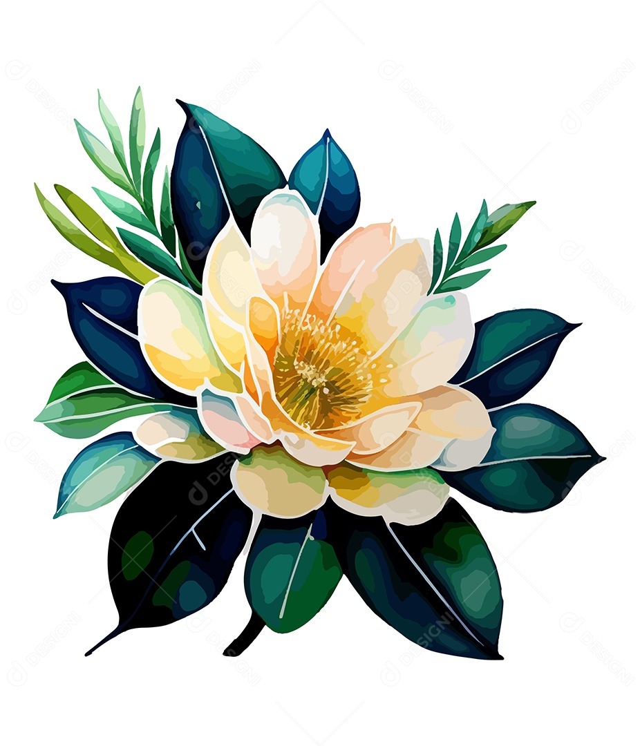 Flor De Aquarela Desenhada Á Mão Vetor EPS