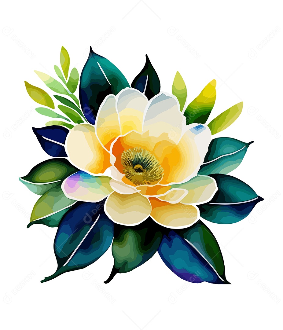 Flor De Aquarela Desenhada Á Mão Vetor EPS