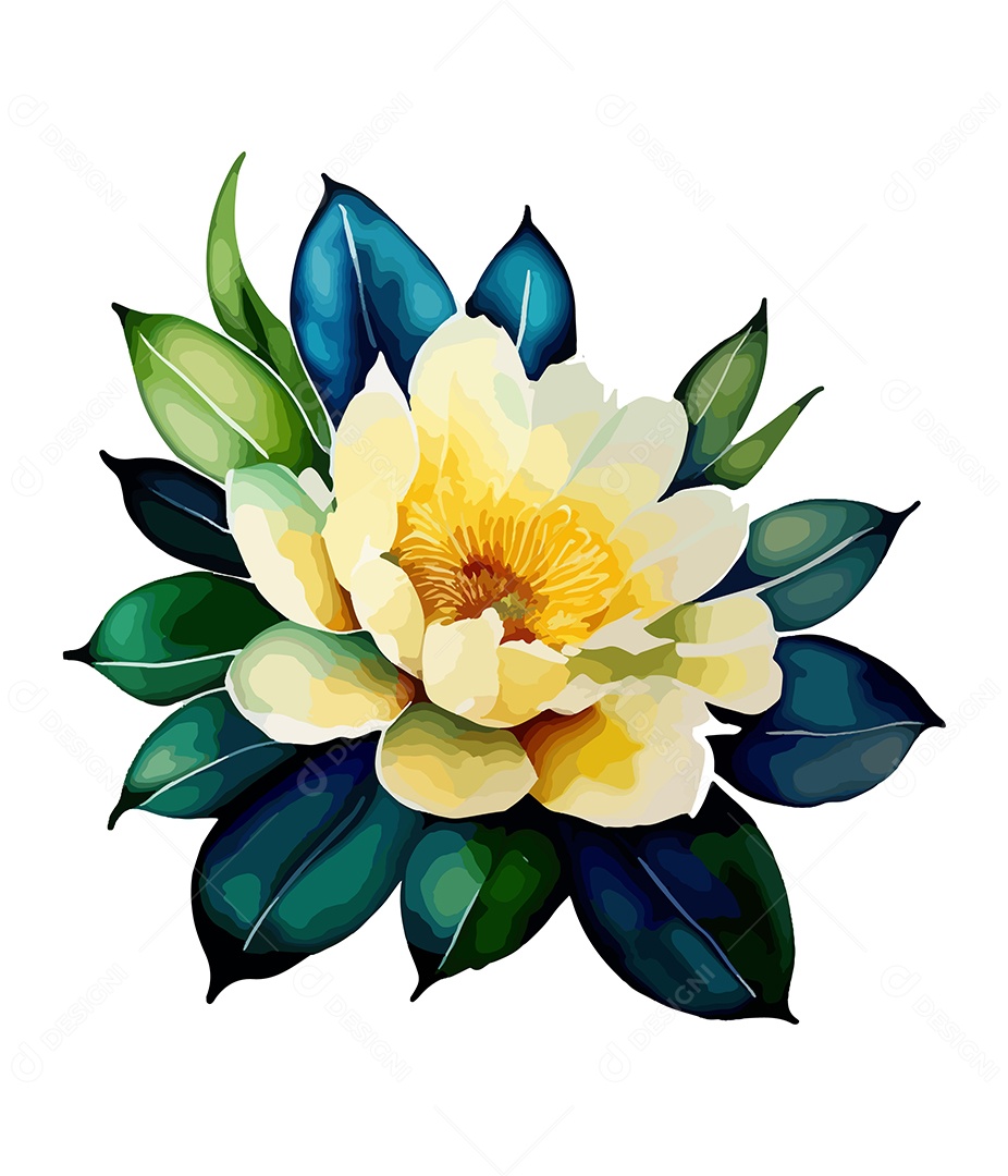 Flor De Aquarela Desenhada Á Mão Vetor EPS