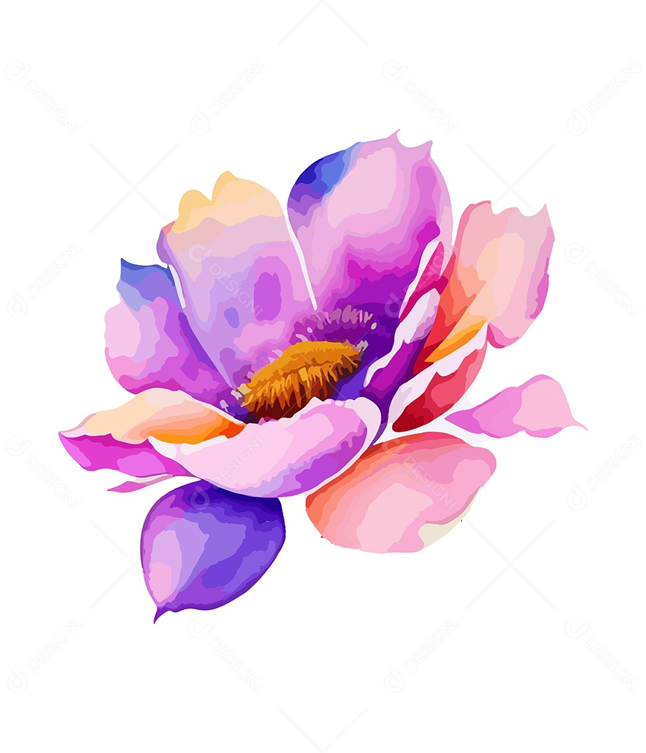 Flor De Aquarela Desenhada Á Mão Vetor EPS