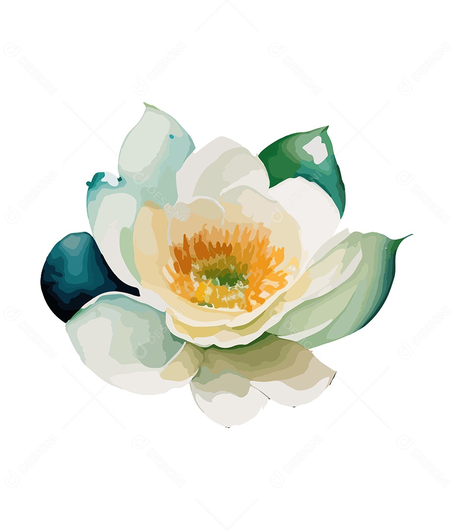 Flor De Aquarela Desenhada Á Mão Vetor EPS