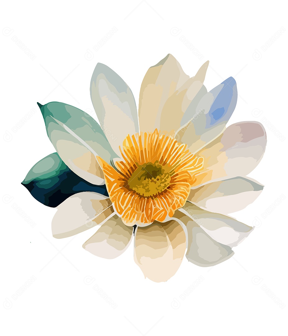 Flor De Aquarela Desenhada Á Mão Vetor EPS