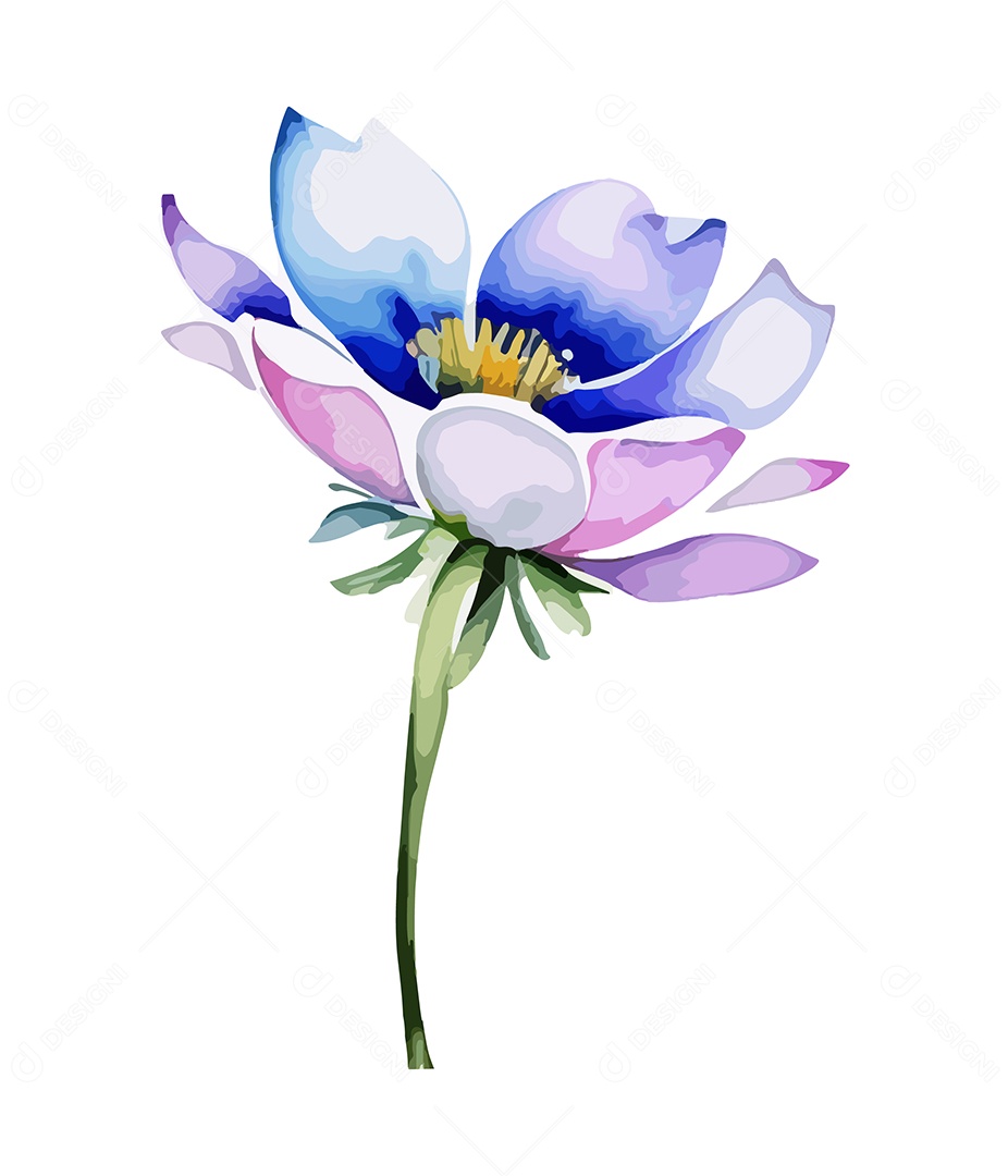 Flor De Aquarela Desenhada Á Mão Vetor EPS