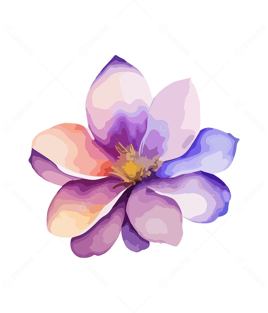 Flor De Aquarela Desenhada Á Mão Vetor EPS