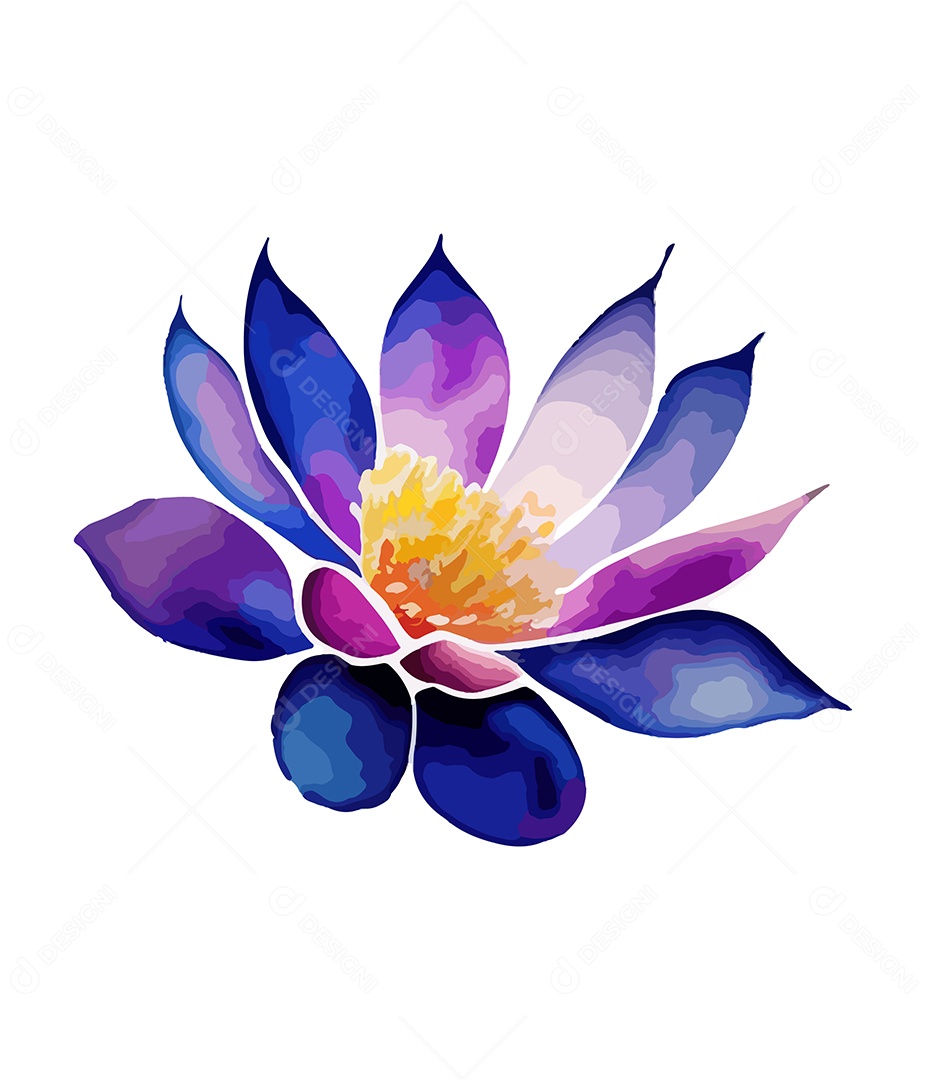 Flor De Aquarela Roxo Desenhada Á Mão Vetor EPS