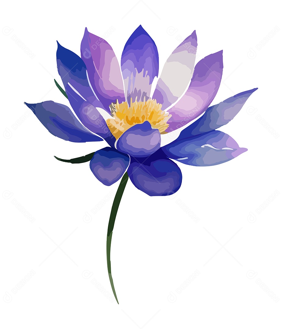 Flor De Aquarela Roxo Desenhada Á Mão Vetor EPS