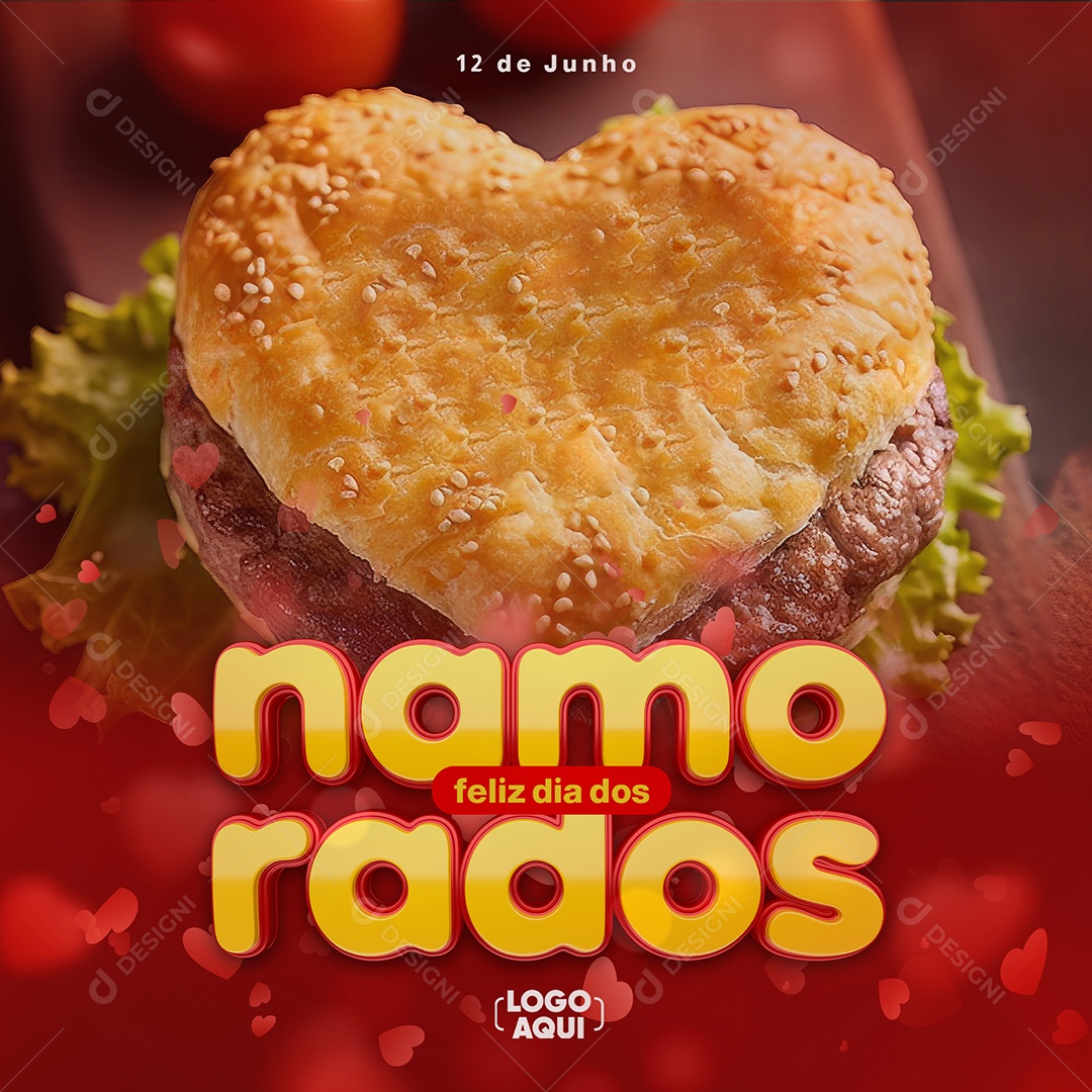 Feliz Dia Dos Namorados 12 De Junho Hamburgueria Social Media PSD Editável