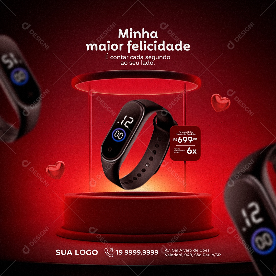 Minha Maior Felicidade Dia Dos Namorados Relojoaria Social Media PSD Editável