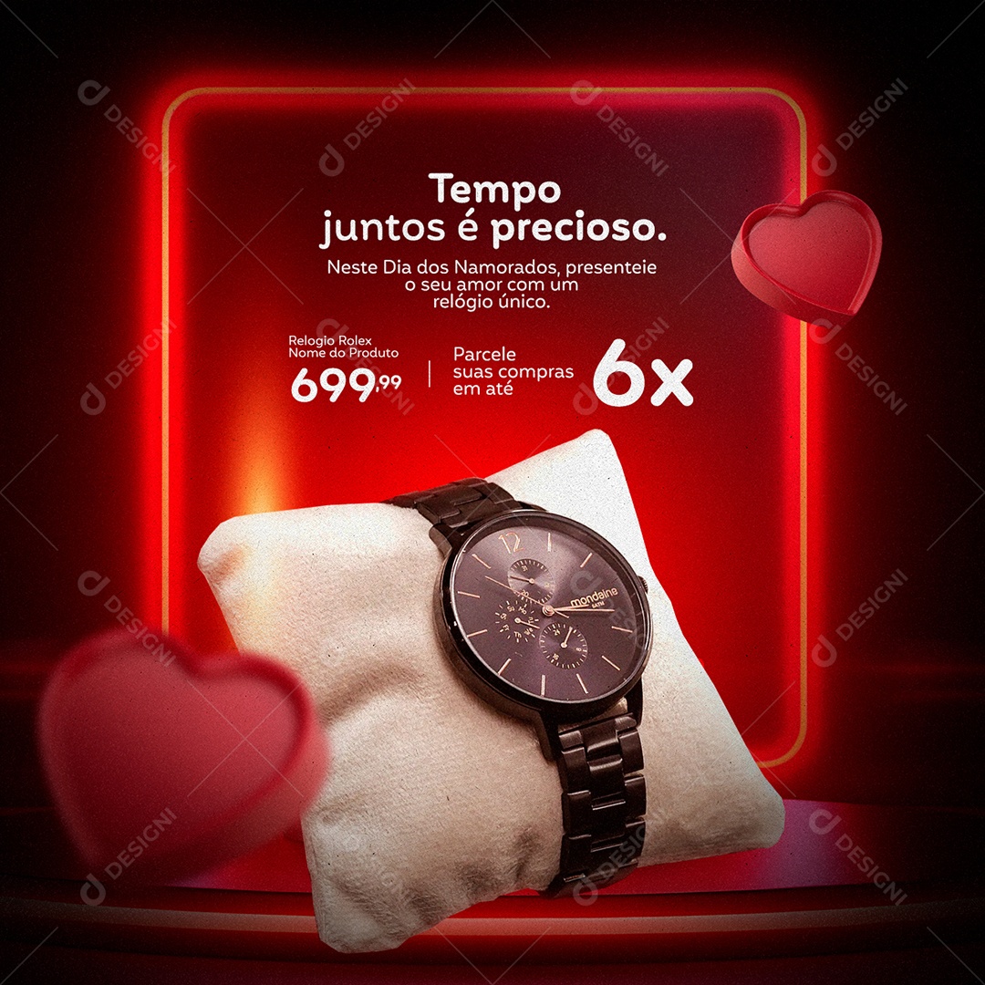 Tempo Junto é Precioso Dia Dos Namorados Relojoaria Social Media PSD Editável