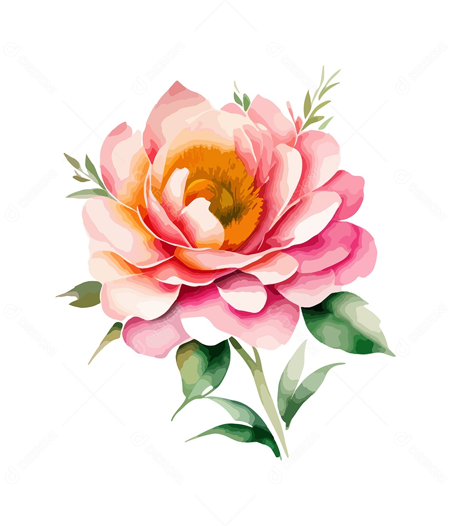 Desenho De Flor Em Aquarela Desenhada Á Mão Vetor EPS