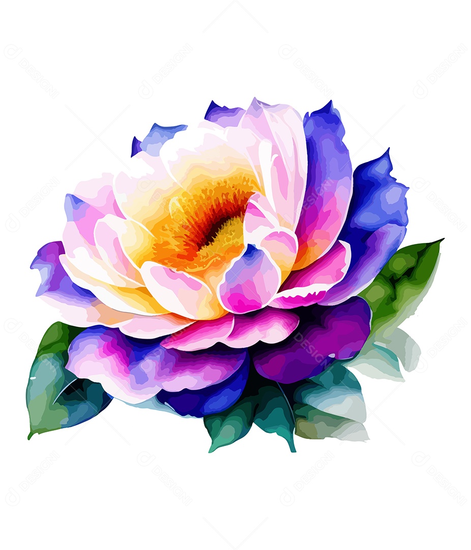 Desenho De Flor Em Aquarela Desenhada Á Mão Vetor EPS