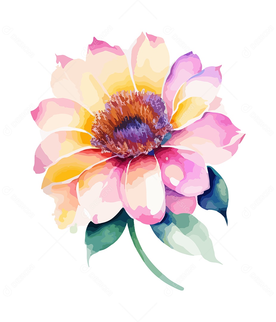 Desenho De Flor Em Aquarela Desenhada Á Mão Vetor EPS