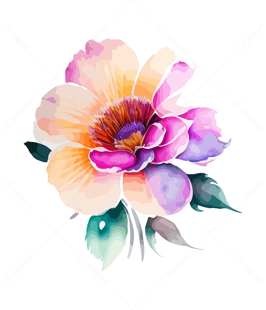 Desenho De Flor Em Aquarela Desenhada Á Mão Vetor EPS