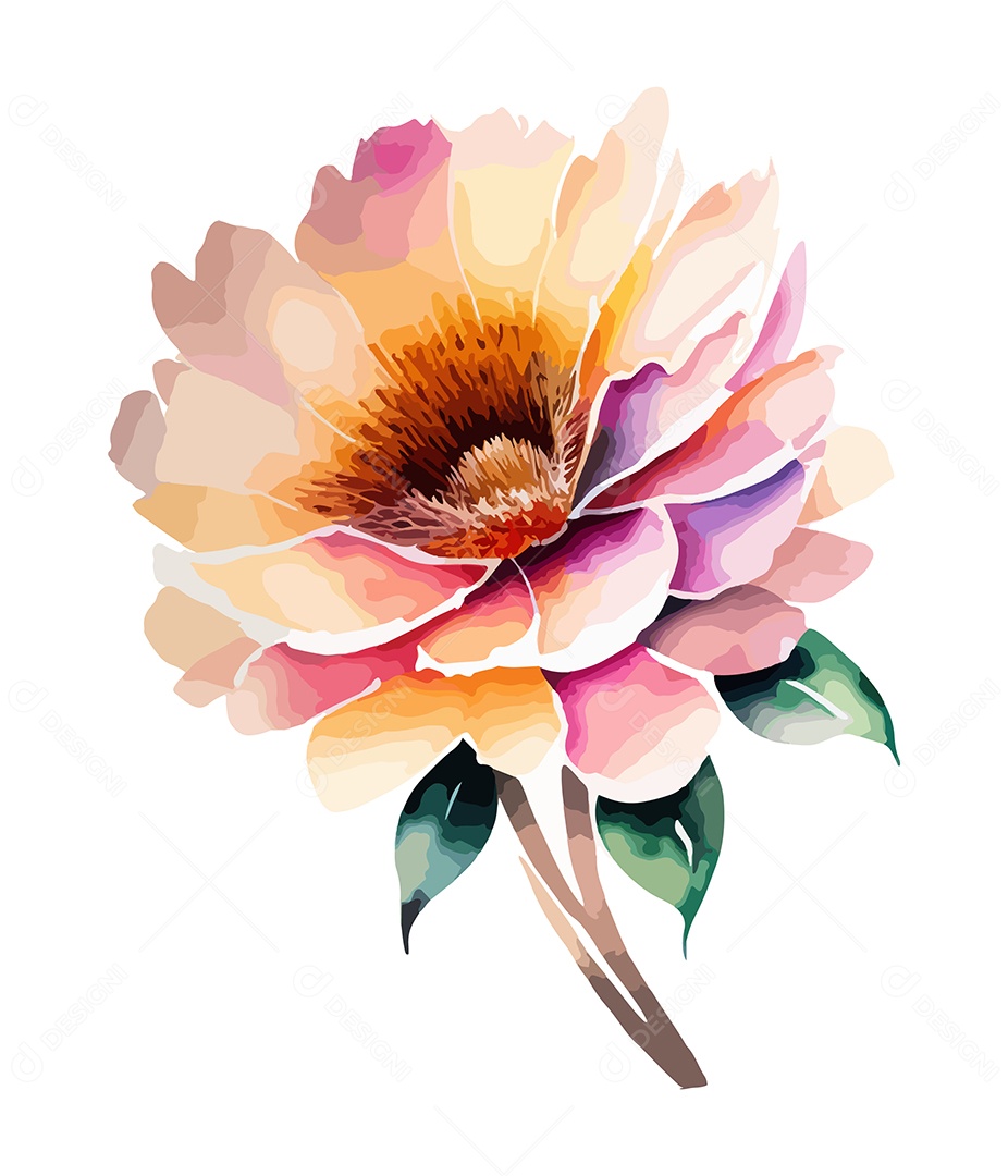 Desenho De Flor Em Aquarela Desenhada Á Mão Vetor EPS