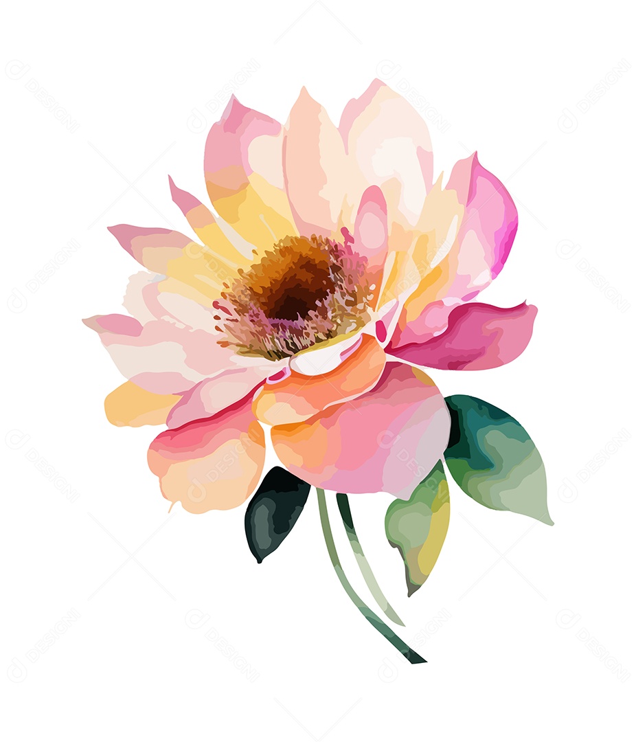 Desenho De Flor Em Aquarela Desenhada Á Mão Vetor EPS