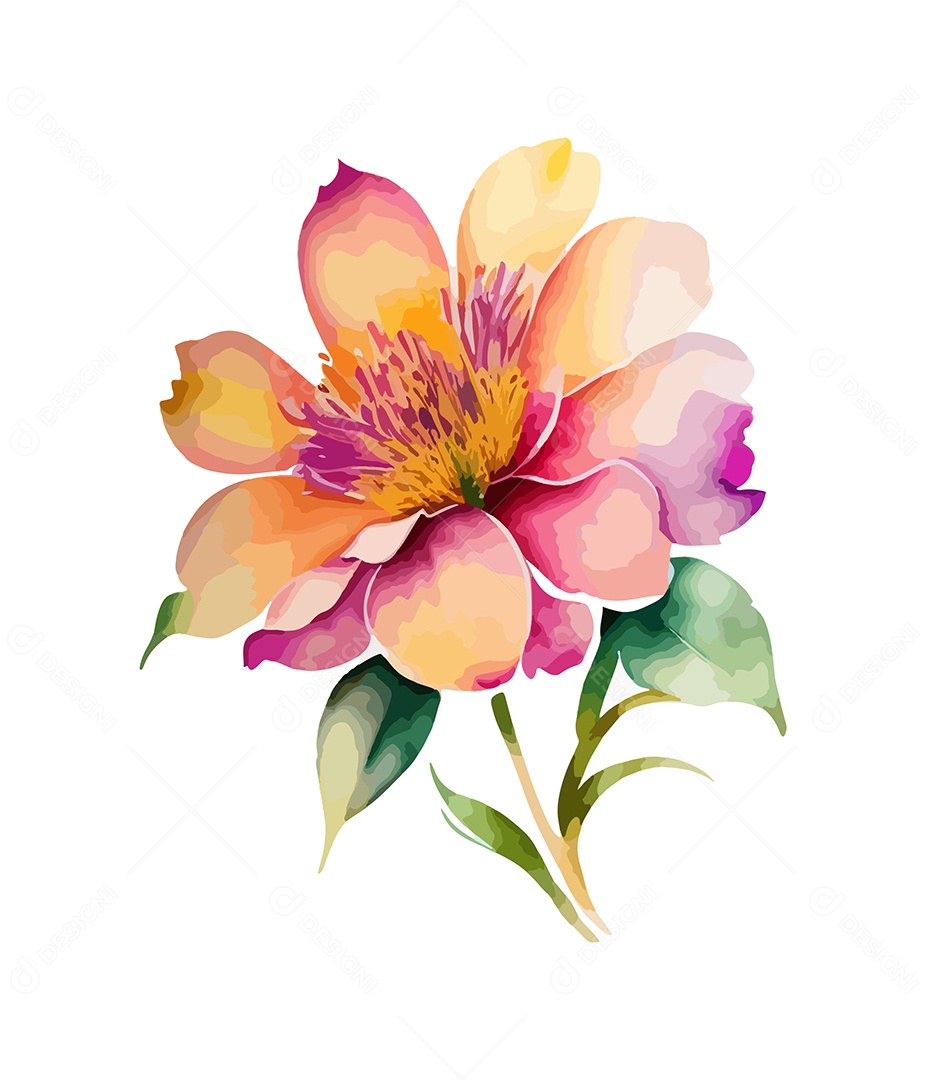 Desenho De Flor Em Aquarela Desenhada Á Mão Vetor EPS