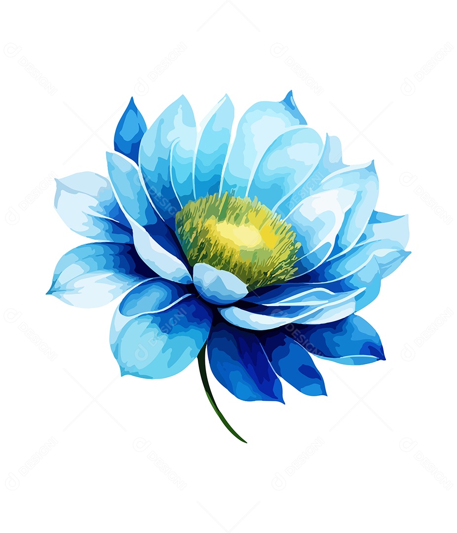 Desenho De Flor Azul Em Aquarela Desenhada Á Mão Vetor EPS