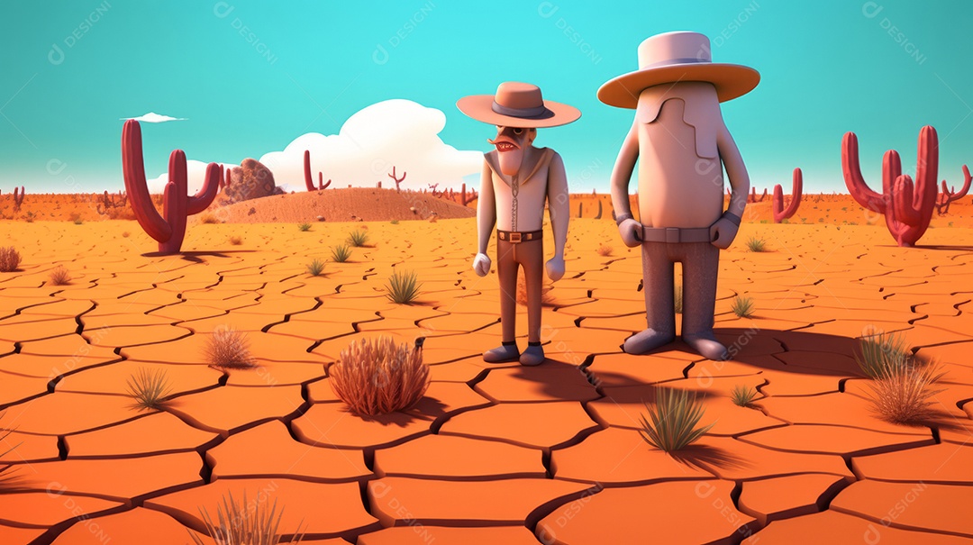 Dia Mundial Contra a Seca e Desenhos Animados em 3D da Seca 17 de junho Generative AI.