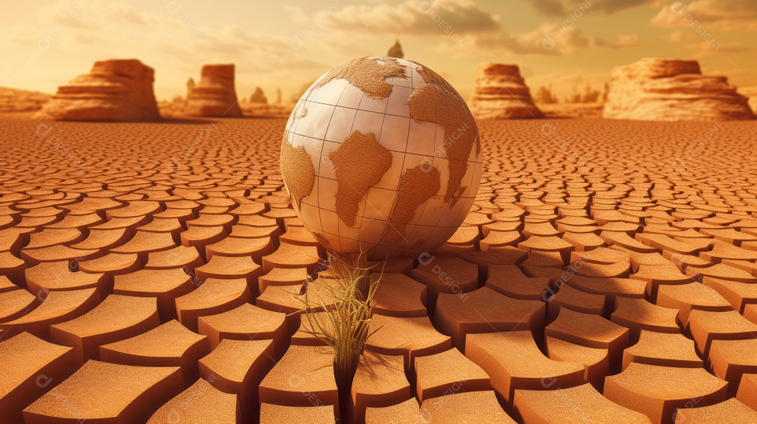 Dia Mundial Contra a Seca e Desenhos Animados em 3D da Seca 17 de junho Generative AI.