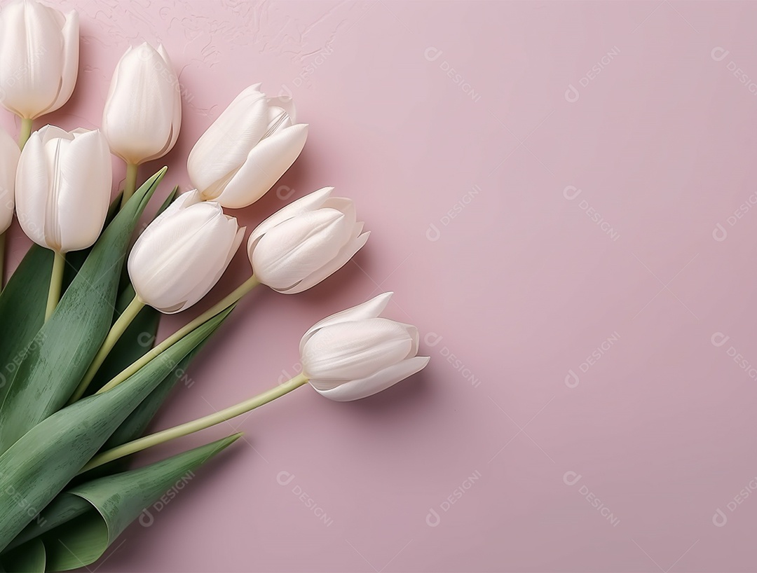 Buque com lindas tulipas em fundo branco