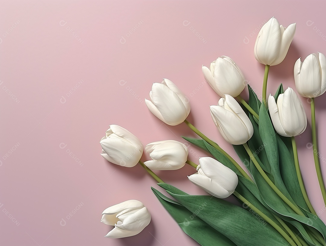 Buque com lindas tulipas em fundo branco