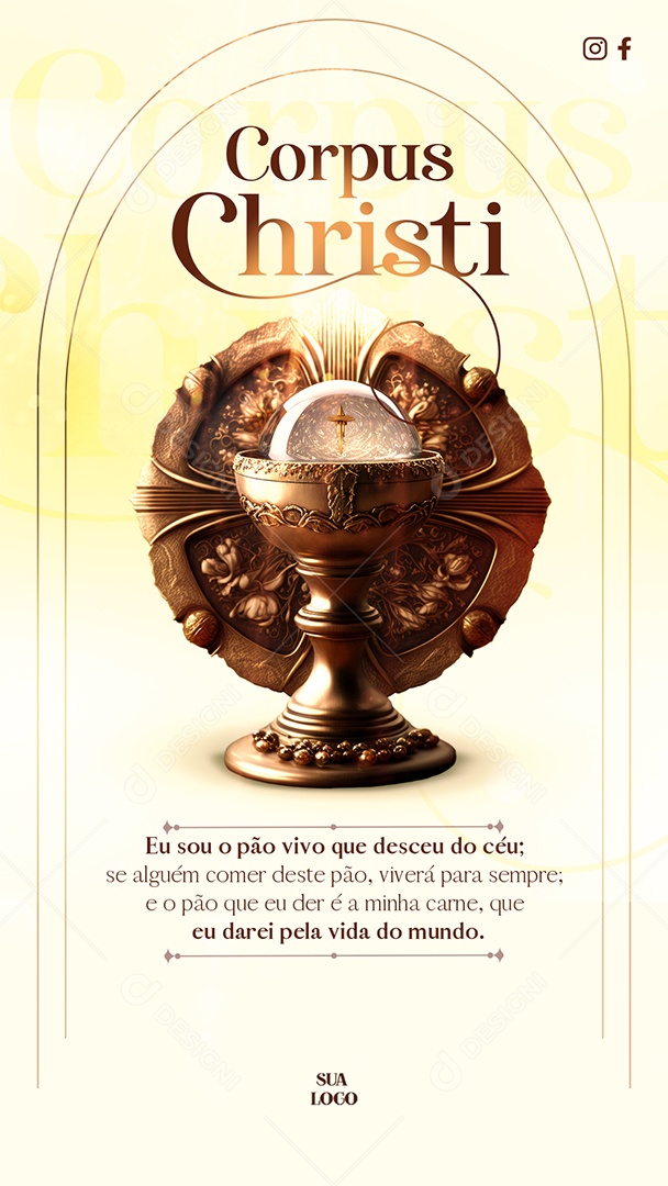 Social Media Story Eu Sou o Pão Vivo Corpus Christi PSD Editável