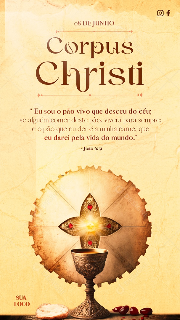 Story Eu Sou o Pão Vivo Corpus Christi Social Media PSD Editável
