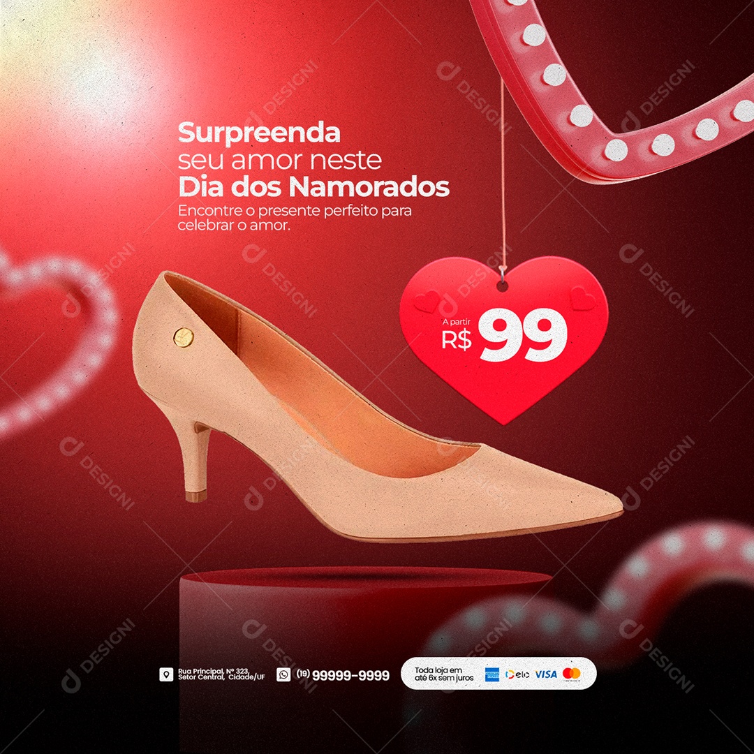 Surpreenda Seu Amor Neste A Partir 99,00 Dia Dos Namorados Loja De Sapatos Social Media PSD Editável