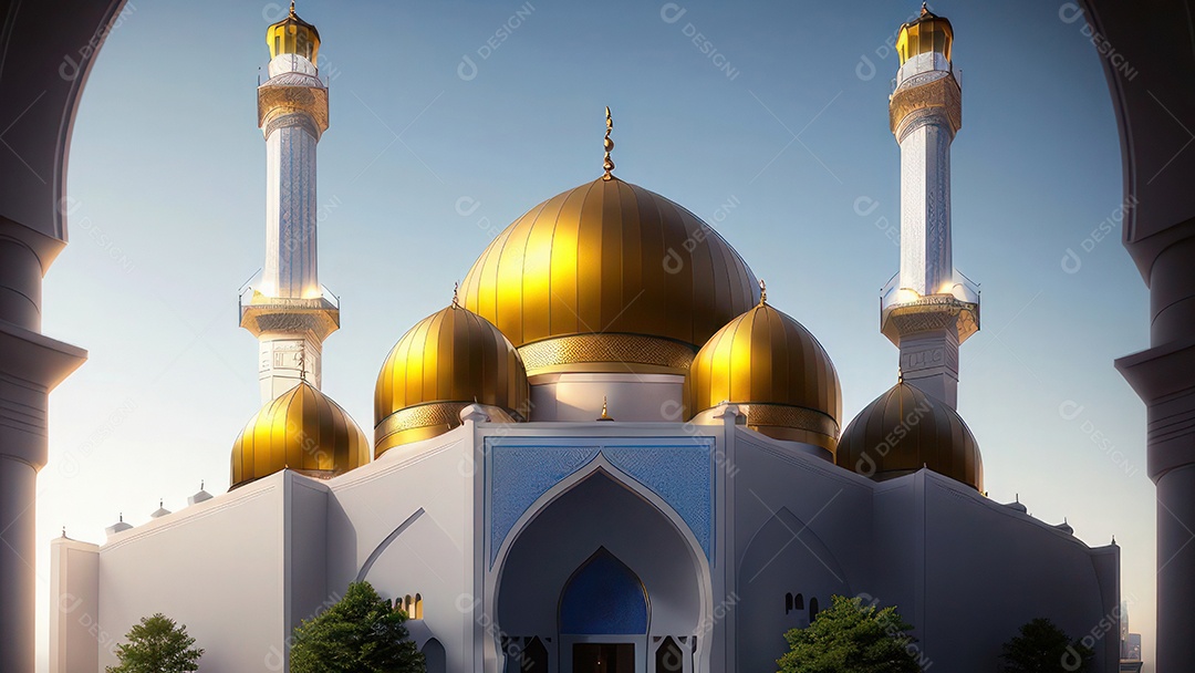 Imagem realista de uma mesquita com um portão no meio generativo ai.