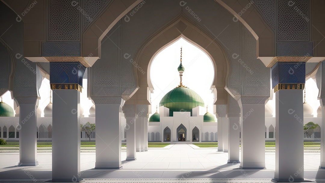 Imagem realista de uma mesquita com um portão no meio generativo ai.