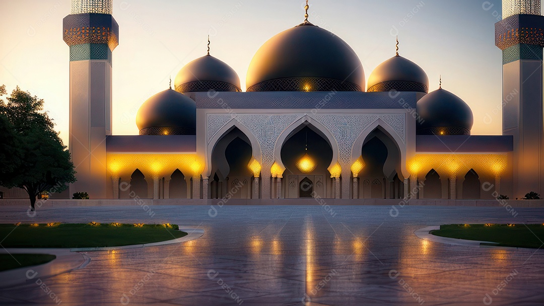 Imagem realista de uma mesquita com um portão no meio generativo ai.