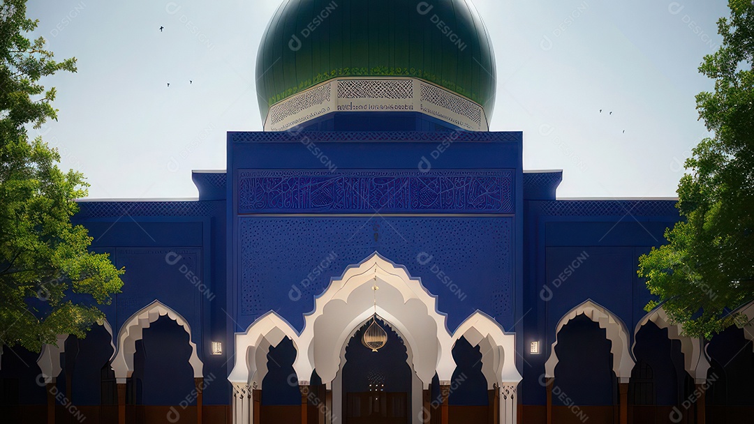 Imagem realista de uma mesquita com um portão no meio generativo ai.