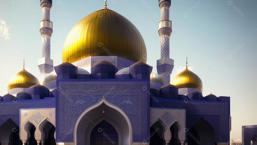 Imagem realista de uma mesquita com um portão no meio generativo ai.