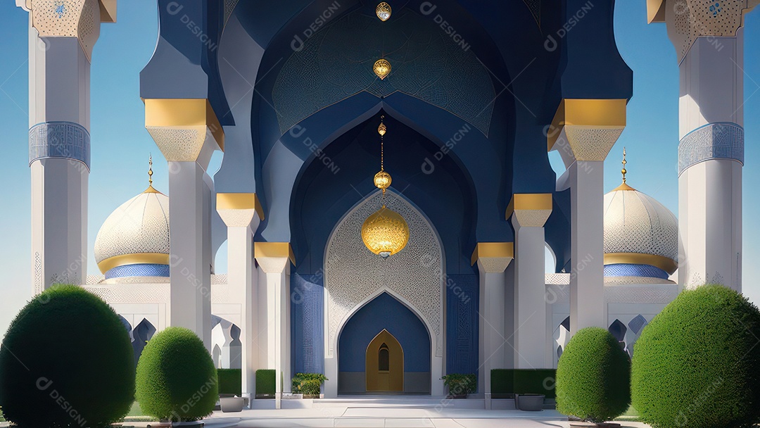 Imagem realista de uma mesquita com um portão no meio generativo ai.