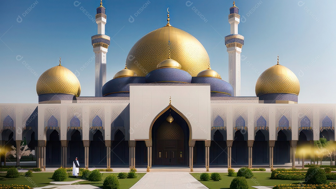 Imagem realista de uma mesquita com um portão no meio generativo ai.