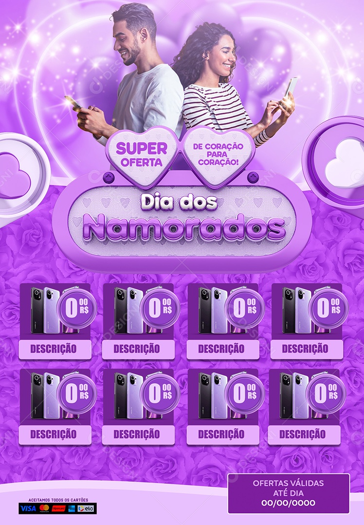 Social Media Encarte Feed Dia Dos Namorados Super Oferta Celular PSD Editável